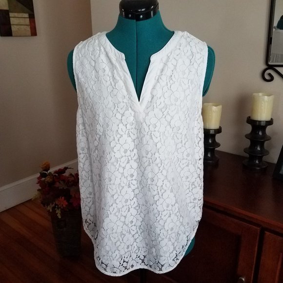 Liz Clairborne Sleeveless White Tank - Picture 1 of 12